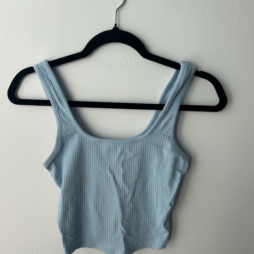 Light Blue Ribbed Tank Top